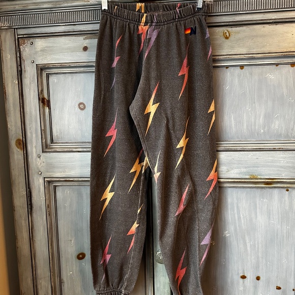 Aviator Nation Gray Sweatpants With rainbow. bolts Size S - Picture 2 of 7